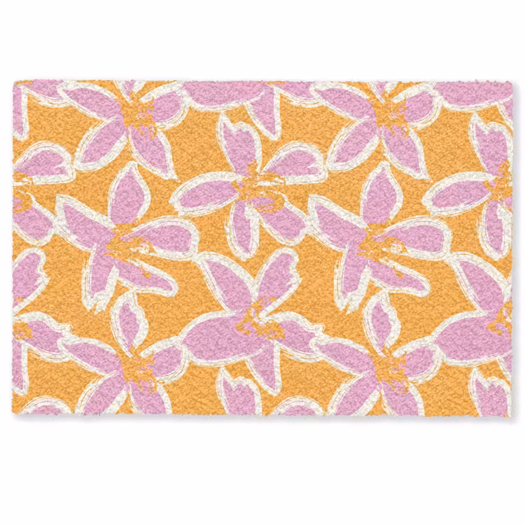 Bloemen - Patroon - Roze - Oranje Deurmat klein -zkaufland3d