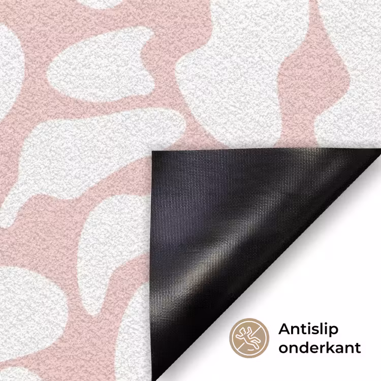 Bloemen - Patroon - Roze - Wit Deurmat klein -antislip_NL