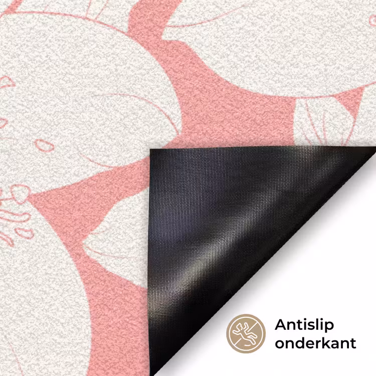Bloemen - Patroon - Roze - Wit Deurmat klein -antislip_NL