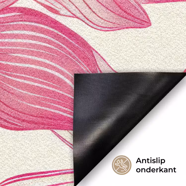 Bloemen - Patroon - Roze - Wit Deurmat klein -antislip_NL