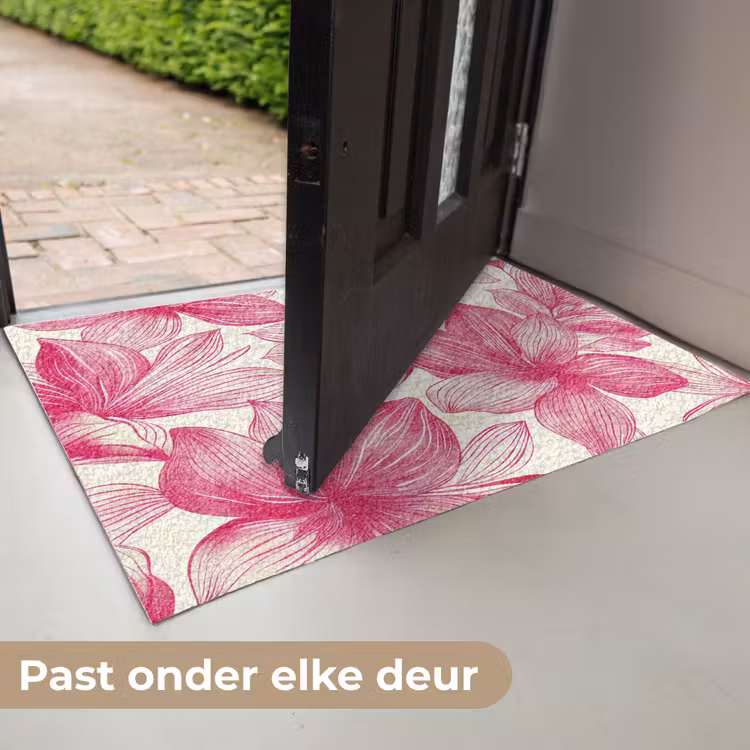 Bloemen - Patroon - Roze - Wit Deurmat klein -USP_NL