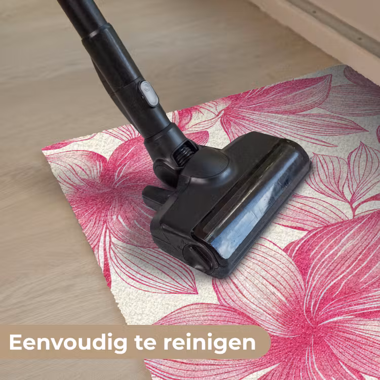 Bloemen - Patroon - Roze - Wit Deurmat klein -reinigen_NL