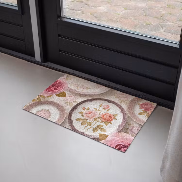 Bloemen - Patroon - Vintage - Roze - Decoratie Deurmat klein -sfeer2
