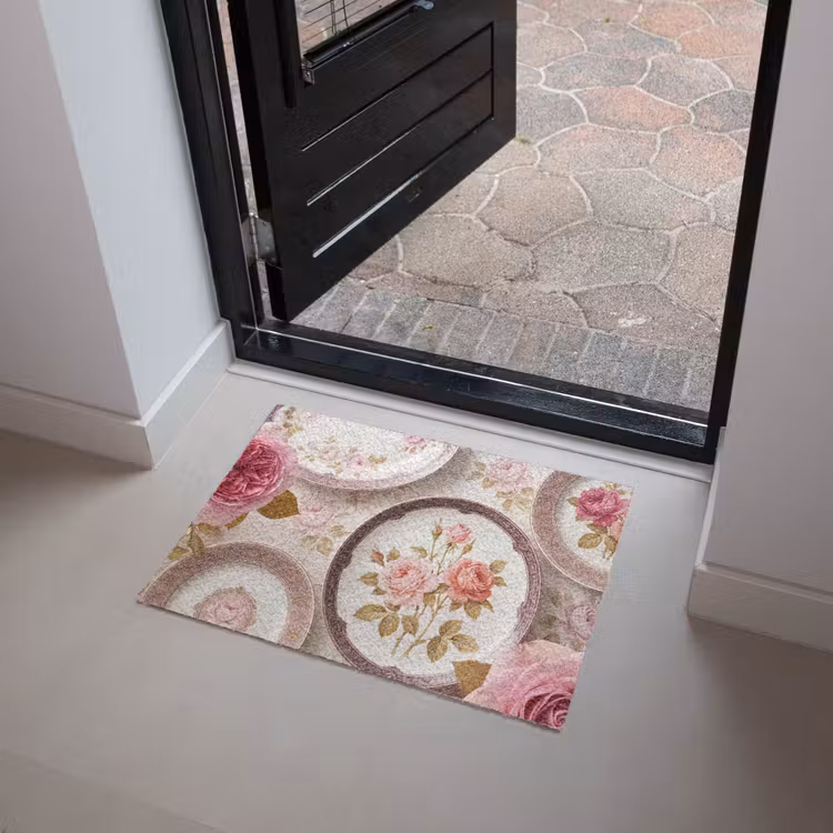 Bloemen - Patroon - Vintage - Roze - Decoratie Deurmat klein -sfeer5