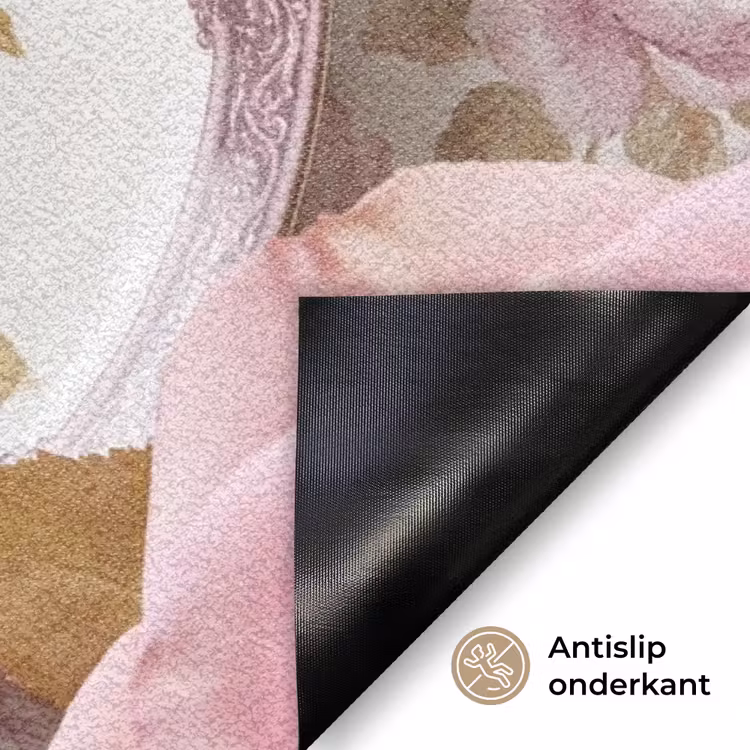 Bloemen - Patroon - Vintage - Roze - Decoratie Deurmat klein -antislip_NL