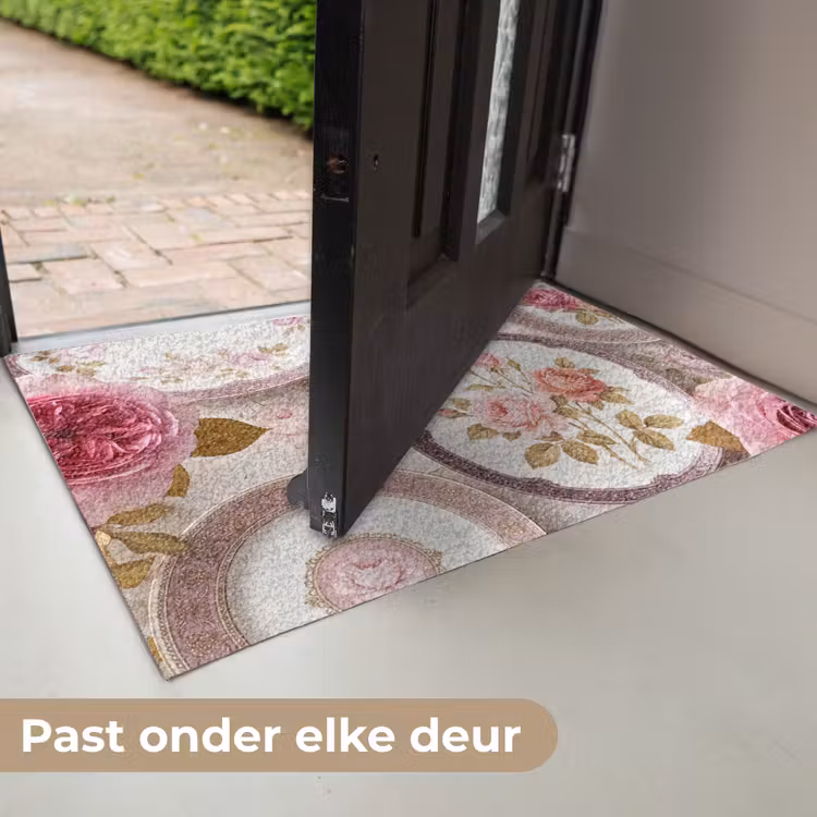 Bloemen - Patroon - Vintage - Roze - Decoratie Deurmat klein -USP_NL