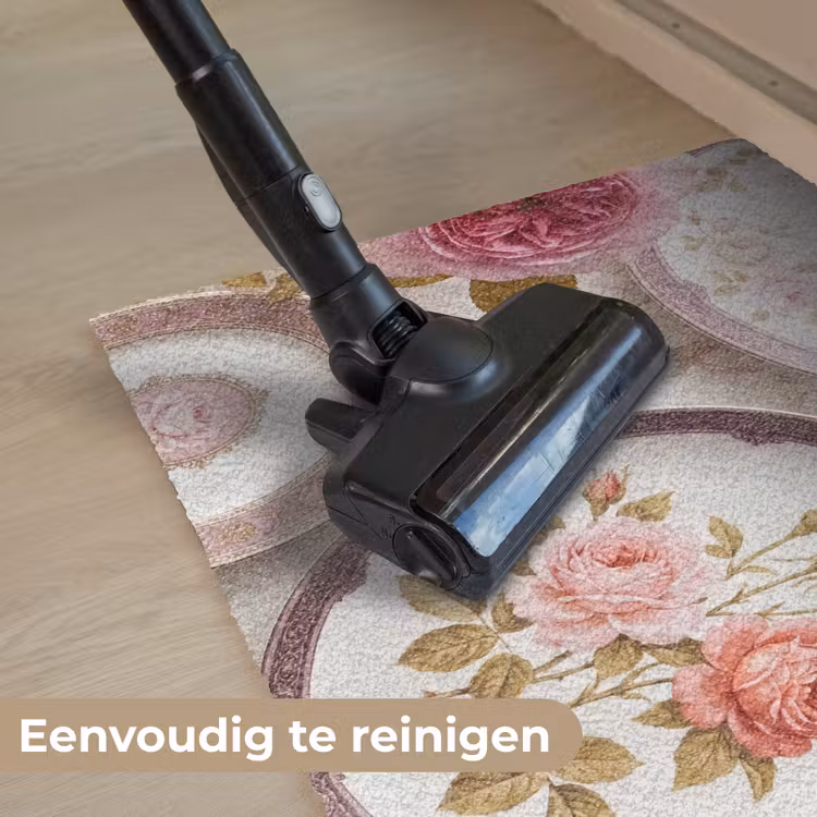 Bloemen - Patroon - Vintage - Roze - Decoratie Deurmat klein -reinigen_NL