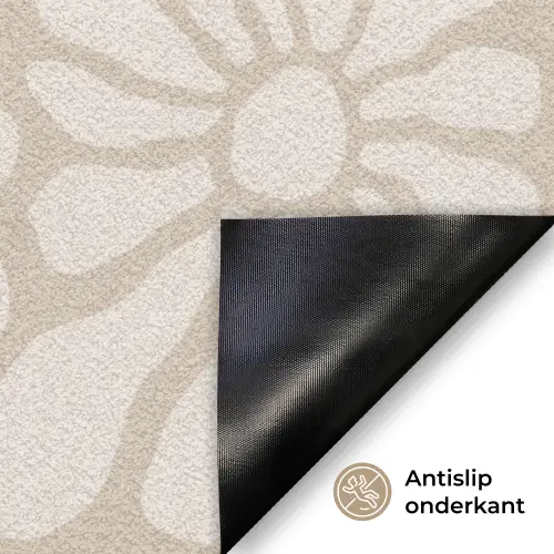 Bloemen - Print - Beige - Bruin - Minimalistisch Deurmat klein -antislip_NL
