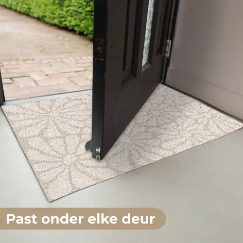 Bloemen - Print - Beige - Bruin - Minimalistisch Deurmat klein -USP_NL