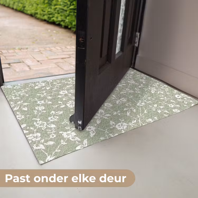 Bloemen - Print - Groen - Wit Deurmat klein -USP_NL