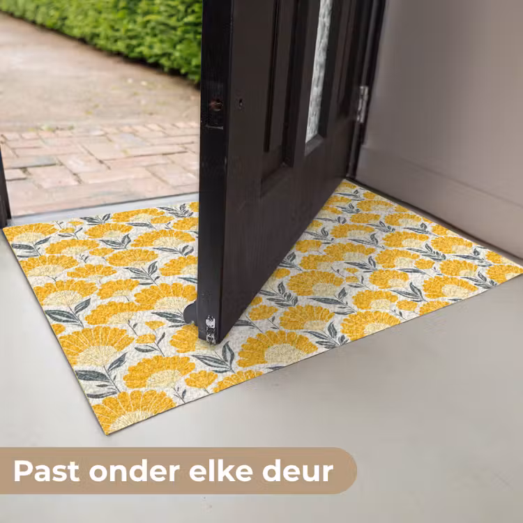Bloemen - Retro - Botanisch - Okergeel - Grijs Deurmat klein 898 -USP_NL