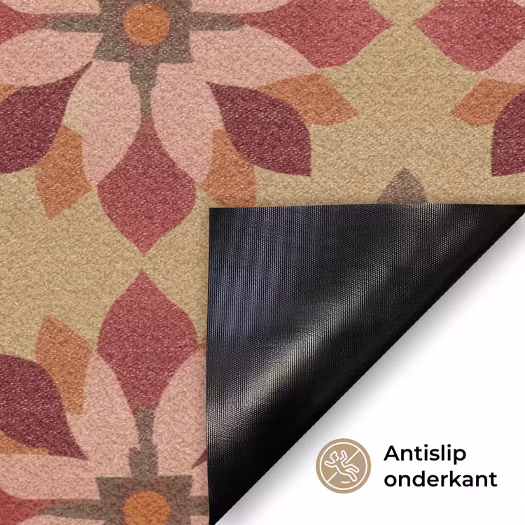Bloemen - Retro - Groen Deurmat klein 898 -antislip_NL