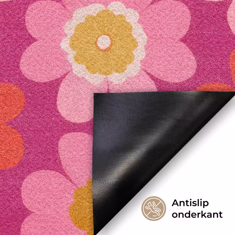 Bloemen - Retro - Kleurrijk Deurmat klein 898 -antislip_NL