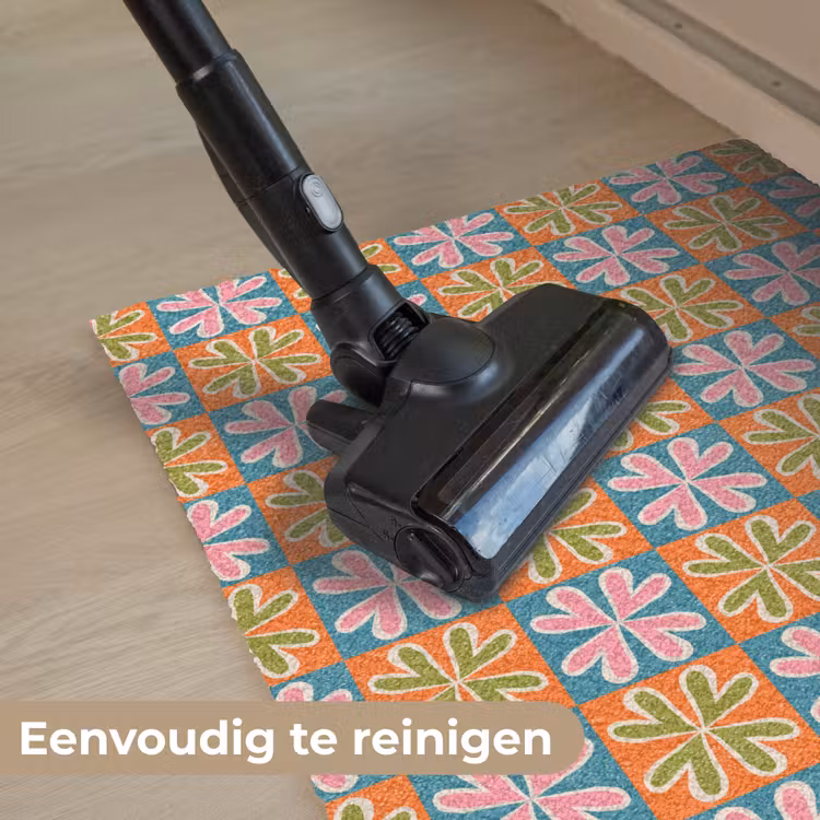 Bloemen - Retro - Patroon - Kleurrijk Deurmat klein 898 -reinigen_NL