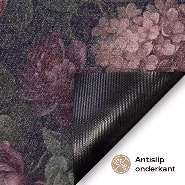 Bloemen - Rood - Klassiek - Donker - Patroon Deurmat klein -antislip_NL
