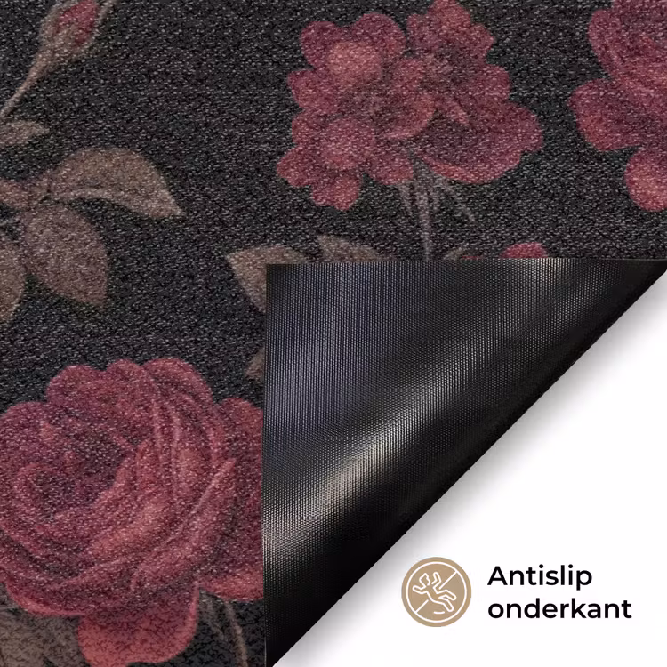 Bloemen - Roos - Patroon - Klassiek - Rood Deurmat klein -antislip_NL
