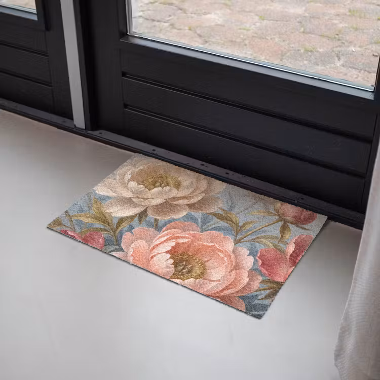 Bloemen - Roze - Beige - Modern - Natuur Deurmat klein -sfeer2