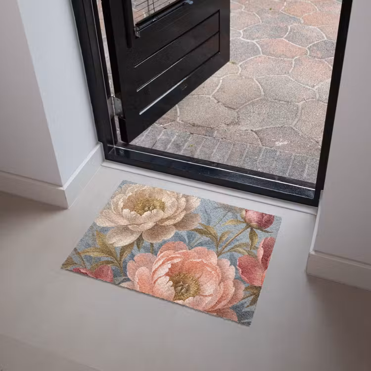Bloemen - Roze - Beige - Modern - Natuur Deurmat klein -sfeer5