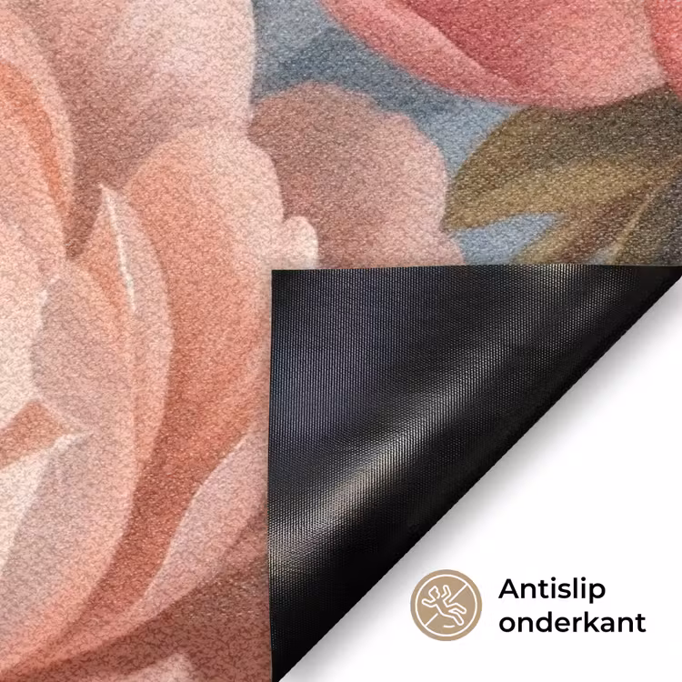 Bloemen - Roze - Beige - Modern - Natuur Deurmat klein -antislip_NL