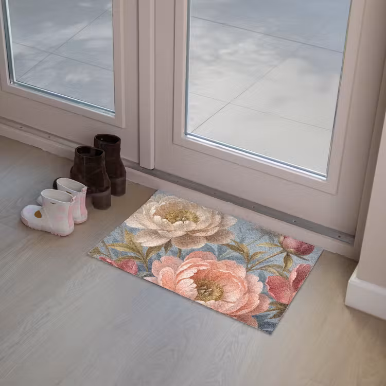 Bloemen - Roze - Beige - Modern - Natuur Deurmat klein -sfeer3
