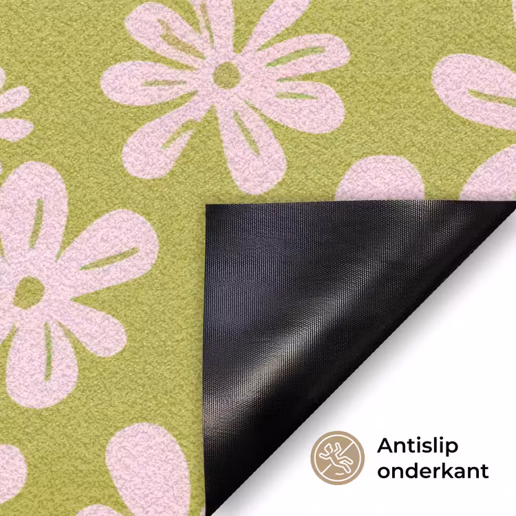 Bloemen - Roze - Getekend - Patroon Deurmat klein -antislip_NL