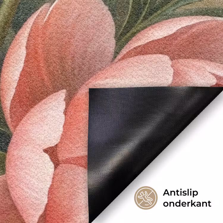 Bloemen - Roze - Klassiek - Gedetailleerd - Natuur Deurmat klein -antislip_NL