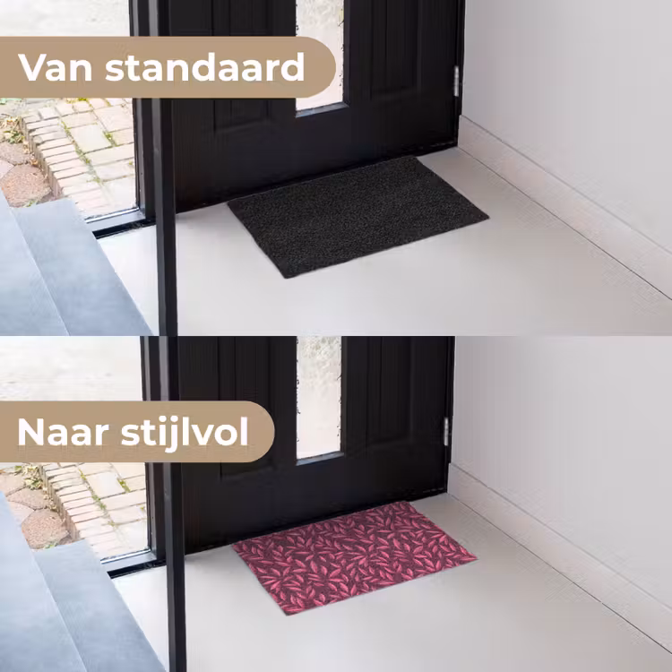 Bloemen - Roze - Natuur - Patroon Deurmat klein 898 -voor-na_NL