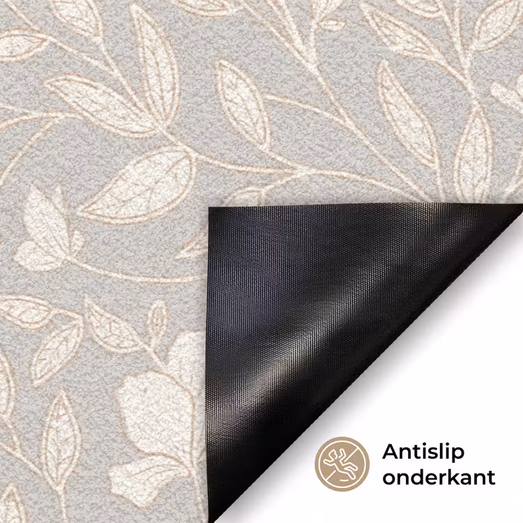Bloemen - Steel - Blaadjes Deurmat klein 898 -antislip_NL