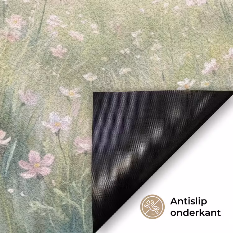 Bloemen veld - Bloemen - Groen Deurmat klein -antislip_NL