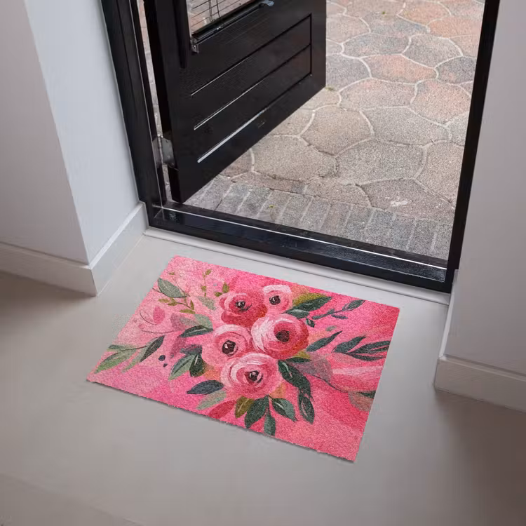 Bloemen - Verf - Roze Deurmat klein -sfeer5