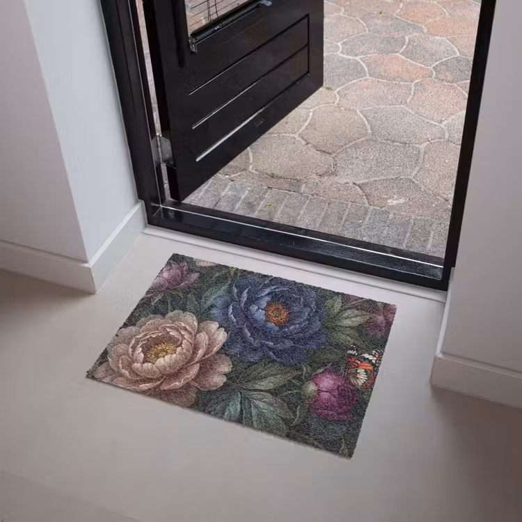 Bloemen - Vlinder - Natuur - Modern - Paars Deurmat klein -sfeer5