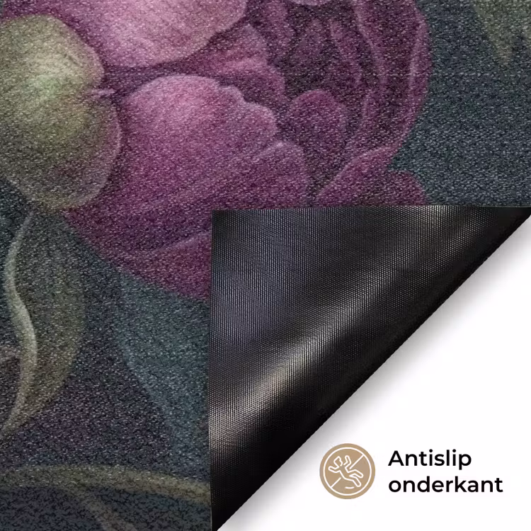 Bloemen - Vlinder - Natuur - Modern - Paars Deurmat klein -antislip_NL
