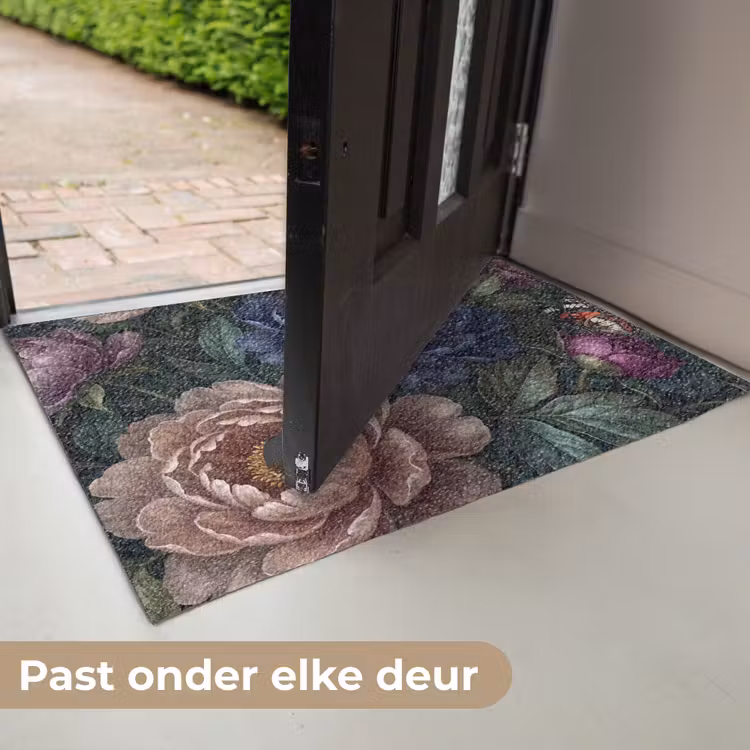Bloemen - Vlinder - Natuur - Modern - Paars Deurmat klein -USP_NL