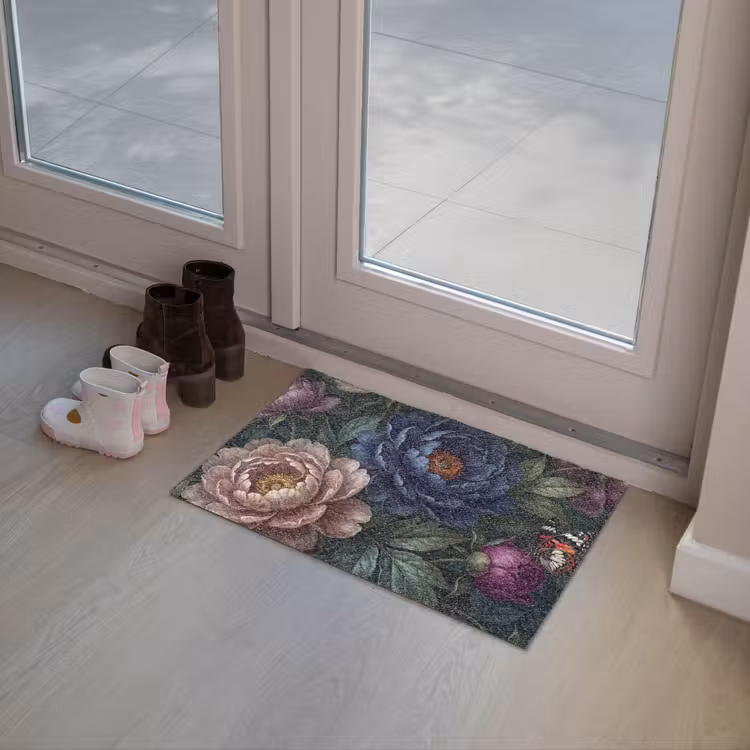 Bloemen - Vlinder - Natuur - Modern - Paars Deurmat klein -sfeer3