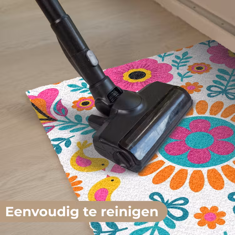 Bloemen - Vogel - Patroon - Kleurrijk - Modern Deurmat klein -reinigen_NL