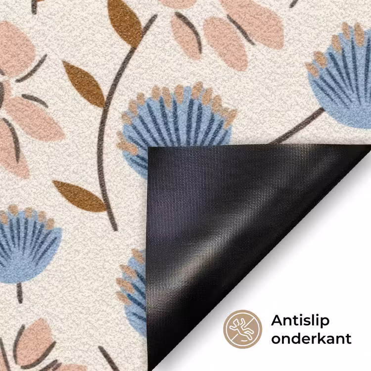 Bloemen - Wild - Blauw Deurmat klein 898 -antislip_NL