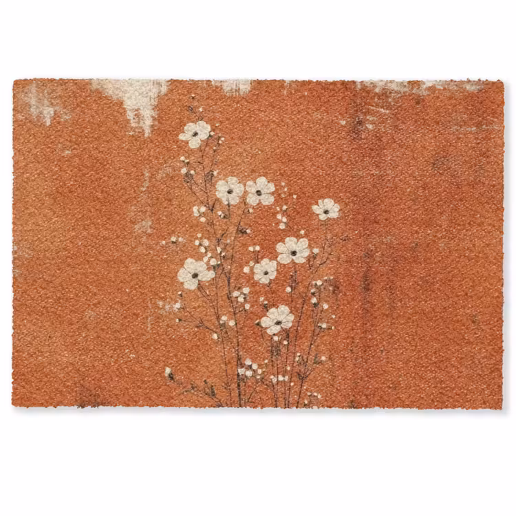 Bloemen - Wit - Subtiel - Roestkleur Deurmat klein -zkaufland3d