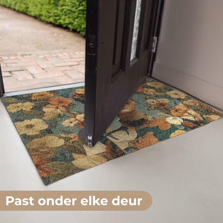 Bloemenkrans - Vrouwengezicht - Zonnebril - Oranje Deurmat klein -USP_NL