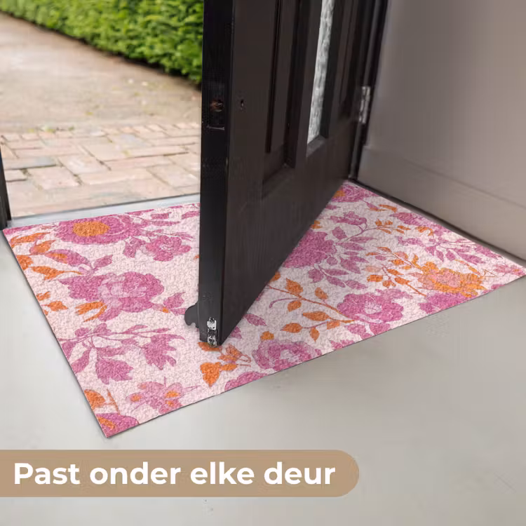 Bloemenpatroon - Roze - Oranje - Bloemen Deurmat klein -USP_NL