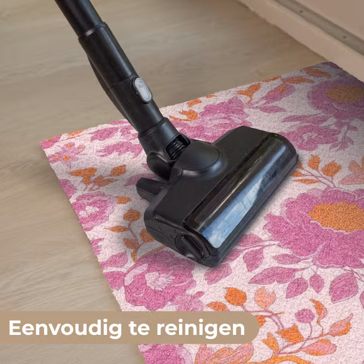 Bloemenpatroon - Roze - Oranje - Bloemen Deurmat klein -reinigen_NL