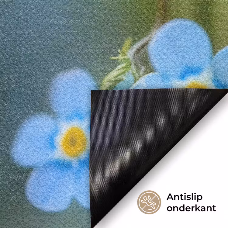 Bloemetjes - Blauw - Vergeet mij nietjes Deurmat klein -antislip_NL