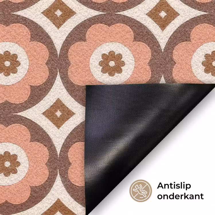 Bloemvormen - Patroon - Roze - Vintage Deurmat klein -antislip_NL