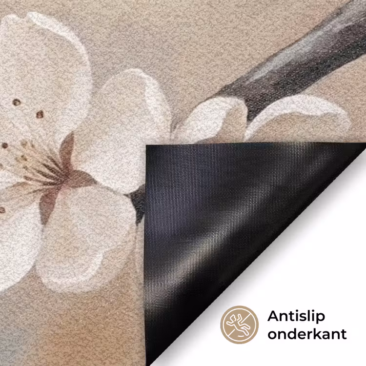 Bloesem - Takken - Schilderij - Beige - Serene Deurmat klein -antislip_NL