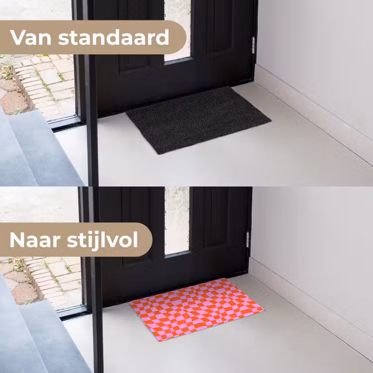 Blokken - Roze - Rood - Patroon Deurmat klein 898 -voor-na_NL