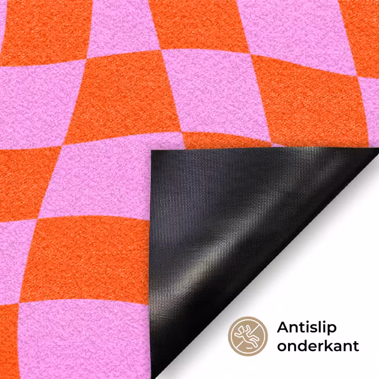 Blokken - Roze - Rood - Patroon Deurmat klein 898 -antislip_NL