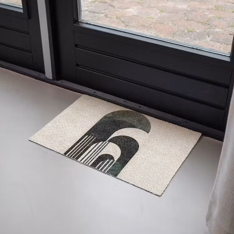 Bogen - Donkergroen - Lijnen Deurmat klein -sfeer2