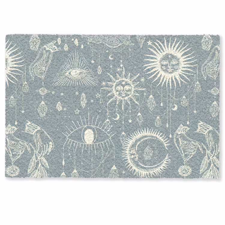 Boho - Print - Blauw - Zon - Ogen - Zen Deurmat klein -zkaufland3d