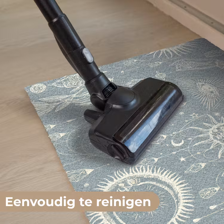 Boho - Print - Blauw - Zon - Ogen - Zen Deurmat klein -reinigen_NL