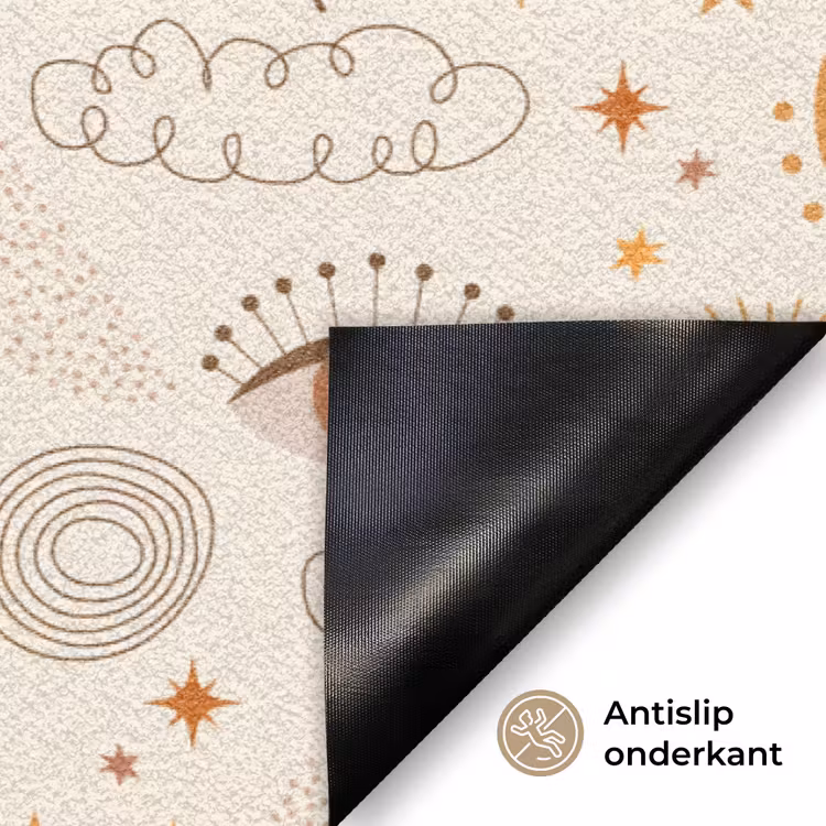 Boho - Print - Ogen - Maan - Veren - Beige Deurmat klein -antislip_NL