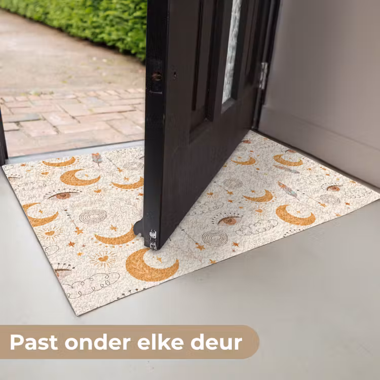 Boho - Print - Ogen - Maan - Veren - Beige Deurmat klein -USP_NL